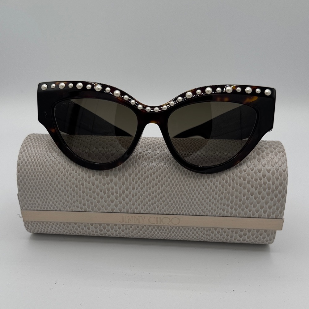 Jimmy Choo Tortoise Shell Sunglasses with Pearl Detail